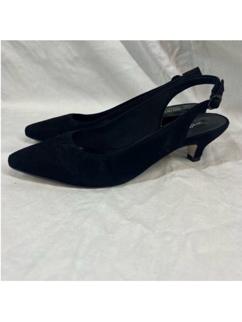 Walking cradles suede back strap pointed toe kitten heels Comfort classic